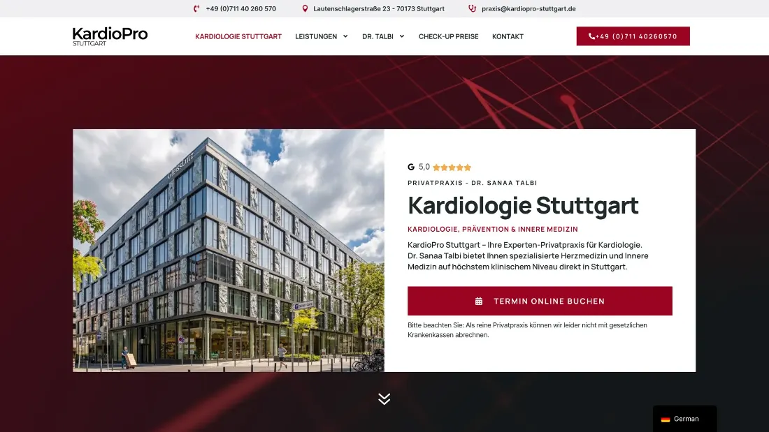 Beispiel Kardiologie-Website